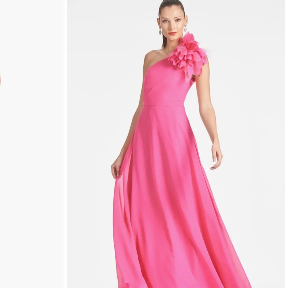 Sachin + Babi Pink Asymmetrical Embellished Gown